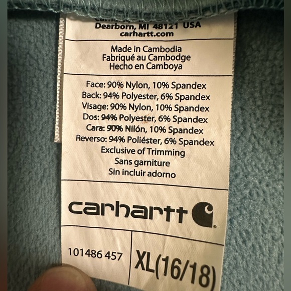 Carhartt Women’s XL Fleece-Lined Softshell Zip Jacket Teal Outdoor Workwear - Picture 6 of 9